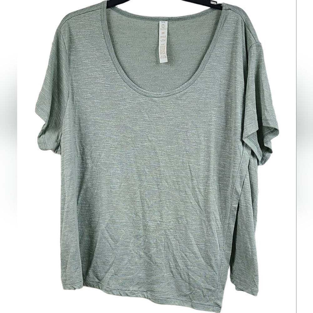 Mint Wrap Front Workout Tee 2X Balance Collection Knit Yoga Top Lululemon Style